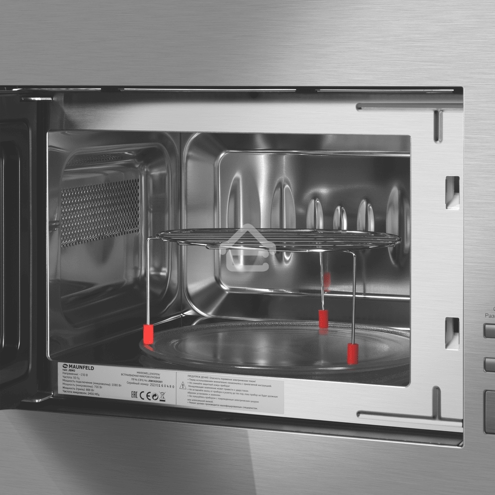 Микроволновая печь встраиваемая Maunfeld JBMO820GS01 нержавеющая сталь, 20 л, 1080 Вт, переключатели - поворотный механизм/кнопки