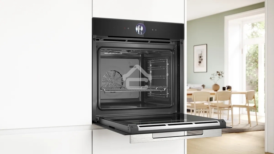 Духовой шкаф Bosch HSG7361B1 Home Connect!! Serie 8, черный, 21 режим + комбинированные режимы, функция приготовление на пару 100%, 4-слойное остекление, 3 цветных текстовых TFT-дисплея 2,5