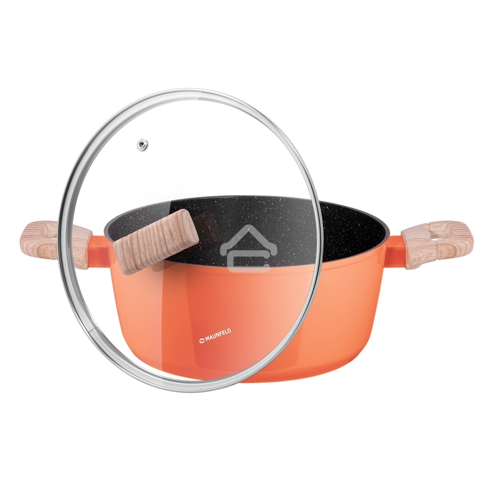 Кастрюля Maunfeld MARTA MCS41FA06CL из кованого алюминия со стеклянной крышкой, 24 см, 4,1 л.