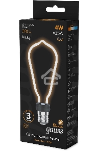 Лампа светодиодная Gauss Filament 4Вт цок.:E27 трубка 220B св.свеч.бел.теп. (упак.:10шт)