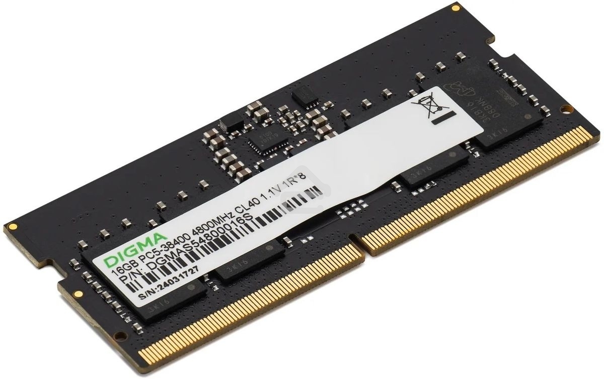 Оперативная память Digma DGMAS54800016S, DDR5, 16GB (1x16 GB), 4800 MHz, CL40, SO-DIMM