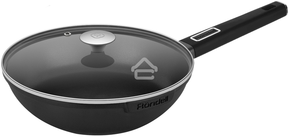 Сковорода ВОК (WOK) Rondell Craft RDA-1893 круглая 28 см, покрытие: TriTitan ручка несъемная (с крышкой) черный