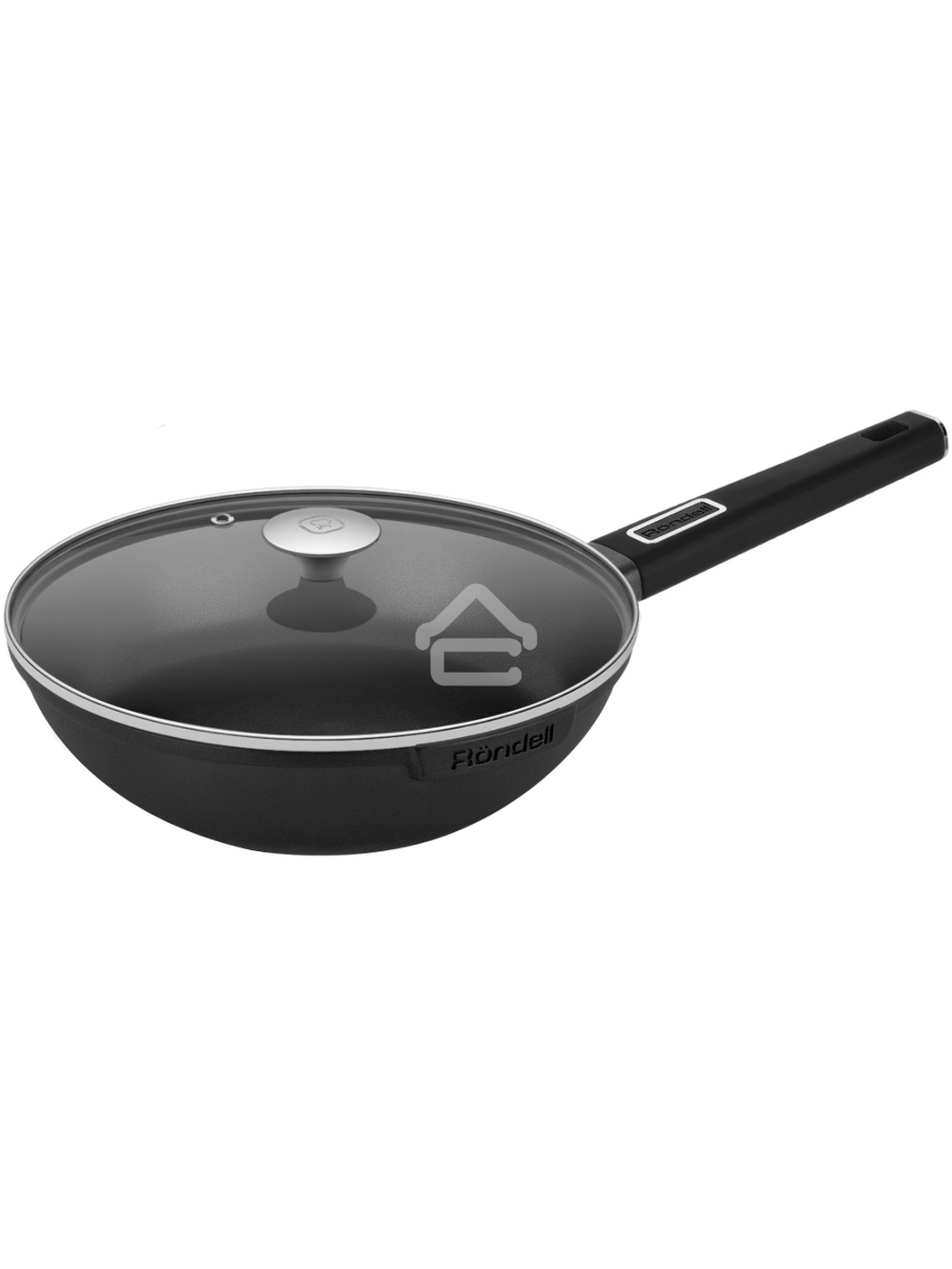 Сковорода ВОК (WOK) Rondell Craft RDA-1893 круглая 28см покрытие: TriTitan ручка несъемная (с крышкой) черный