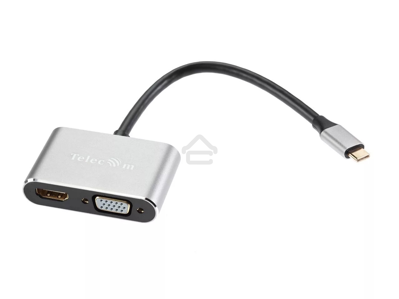 Кабель-концентратор USB3.1 TypeCm -->HDMI+USB3.0+PD+VGA Alum Grey 4K@30Hz, Telecom<TUC055>