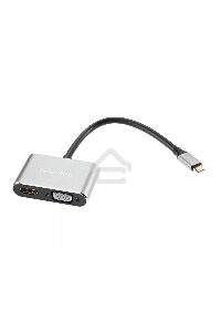 Кабель-концентратор USB3.1 TypeCm -->HDMI+USB3.0+PD+VGA Alum Grey 4K@30Hz, Telecom<TUC055>