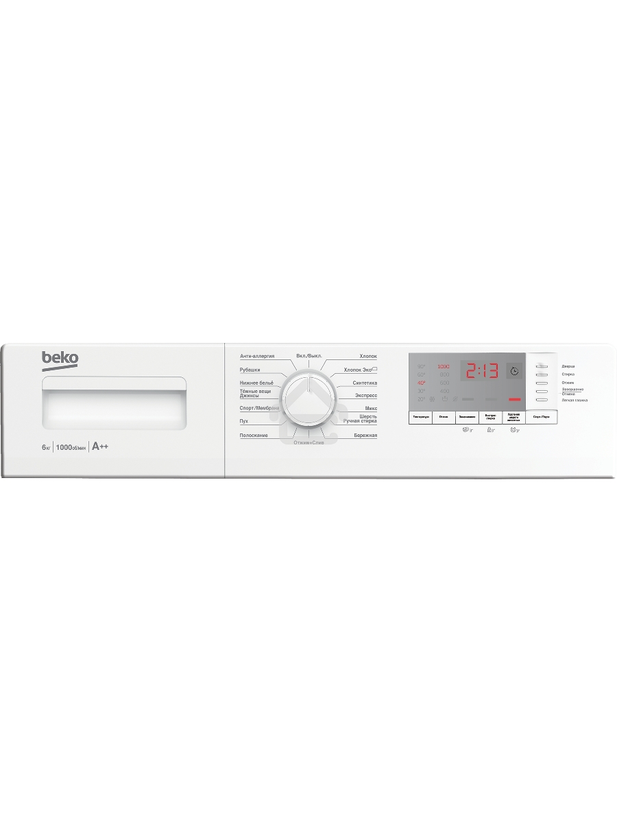 Стиральная машина Beko WRE6512BWW белый, загрузка фронтальная 6 кг, 1000 об/мин., класс: А