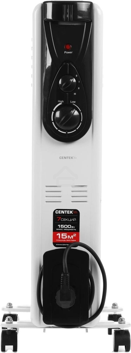 Обогреватель масляный Centek CT-6200 (7 секций) белый, 700/1000/1500 Вт, 15 м2, термостат
