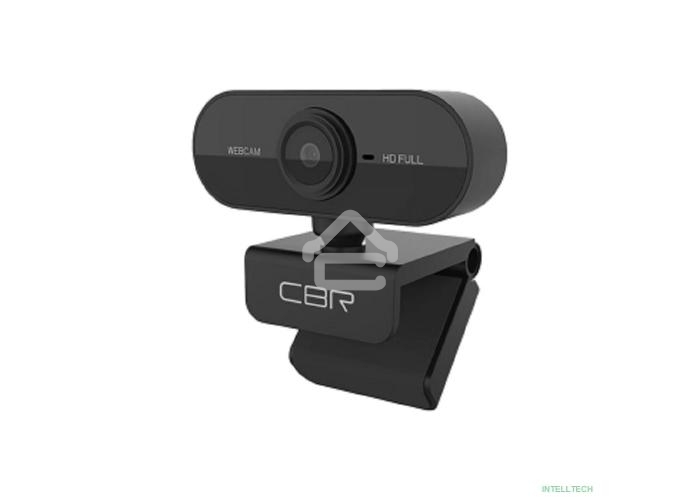 Веб-камера CBR CW 852FHD Black с матрицей 2 МП, разрешение видео 1920х1080, USB 2.0, встроенный микрофон с шумоподавлением, фикс.фокус, крепление на мониторе, длина кабеля 1,5 м, черный
