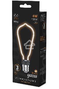 Лампа светодиодная Gauss Filament 4Вт цок.:E27 трубка 220B св.свеч.бел.теп. (упак.:10шт)