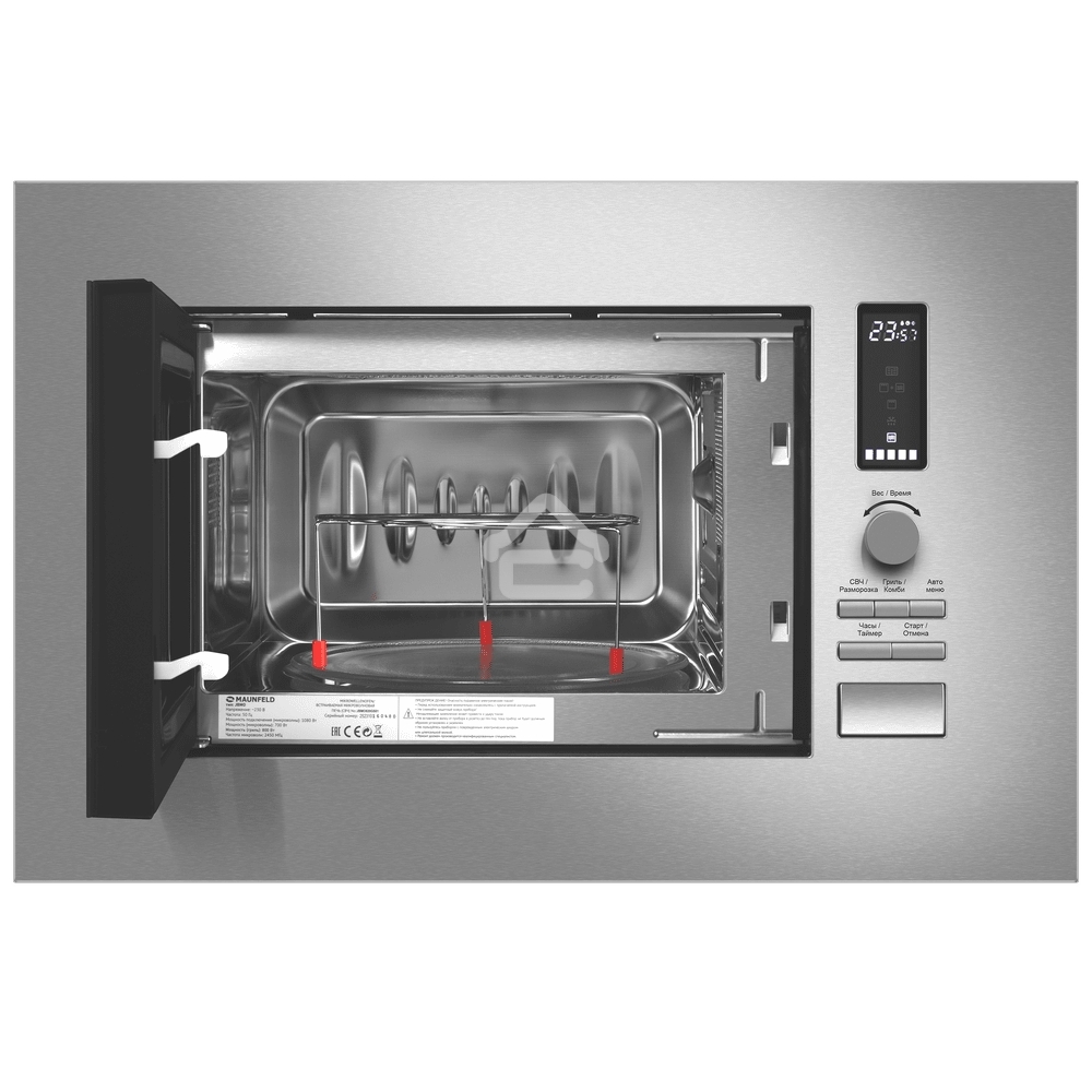 Микроволновая печь встраиваемая Maunfeld JBMO820GS01 нержавеющая сталь, 20 л, 1080 Вт, переключатели - поворотный механизм/кнопки