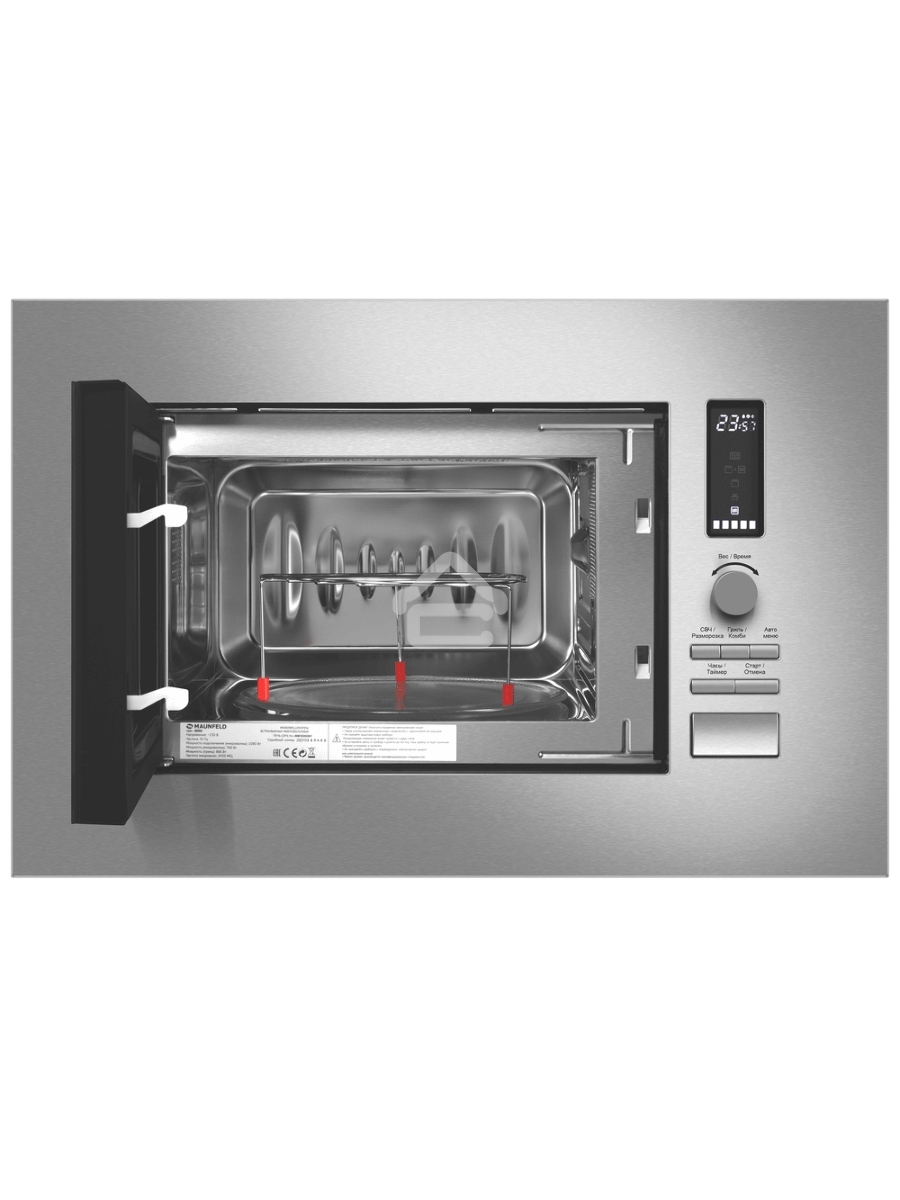 Микроволновая печь встраиваемая Maunfeld JBMO820GS01 нержавеющая сталь, 20 л, 1080 Вт, переключатели - поворотный механизм/кнопки