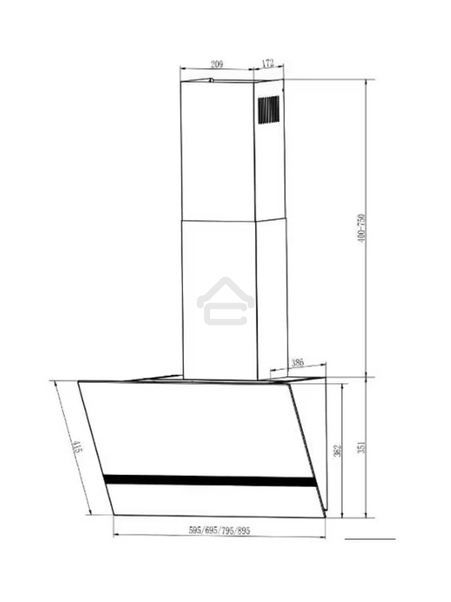 Вытяжка наклонная Elikor Rise BK 50 черный, 50 см, 750 куб. м/ч, 56 дБ