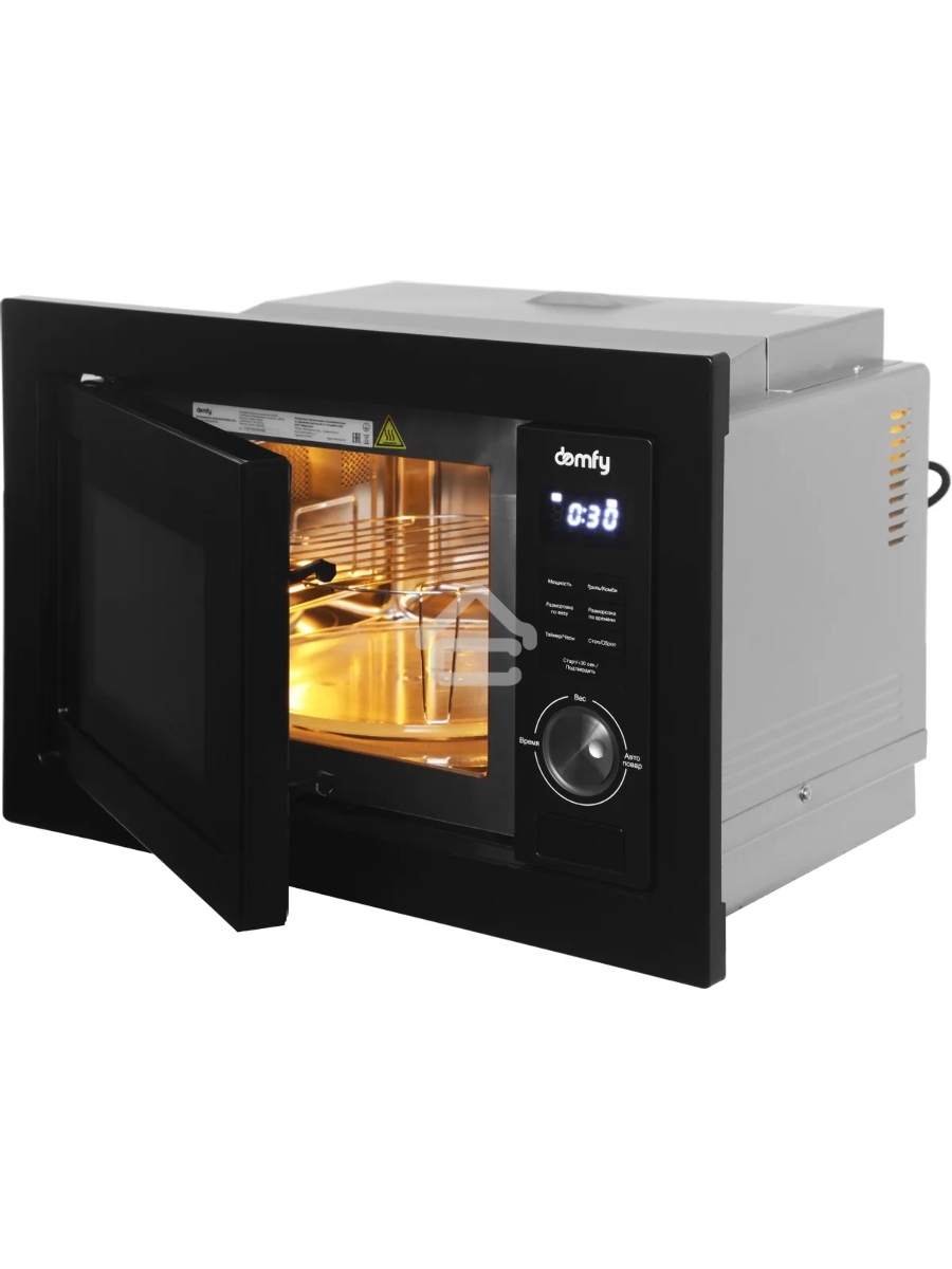 Микроволновая печь встраиваемая Domfy DM2540BW BG черный, 25 л, 900 Вт,  переключатели - поворотный механизм/кнопки