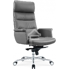 Кресло руководителя Cactus CS-LGR-DUBLIN темно-серый, сиденье темно-серый, кожа, крестов. алюминий