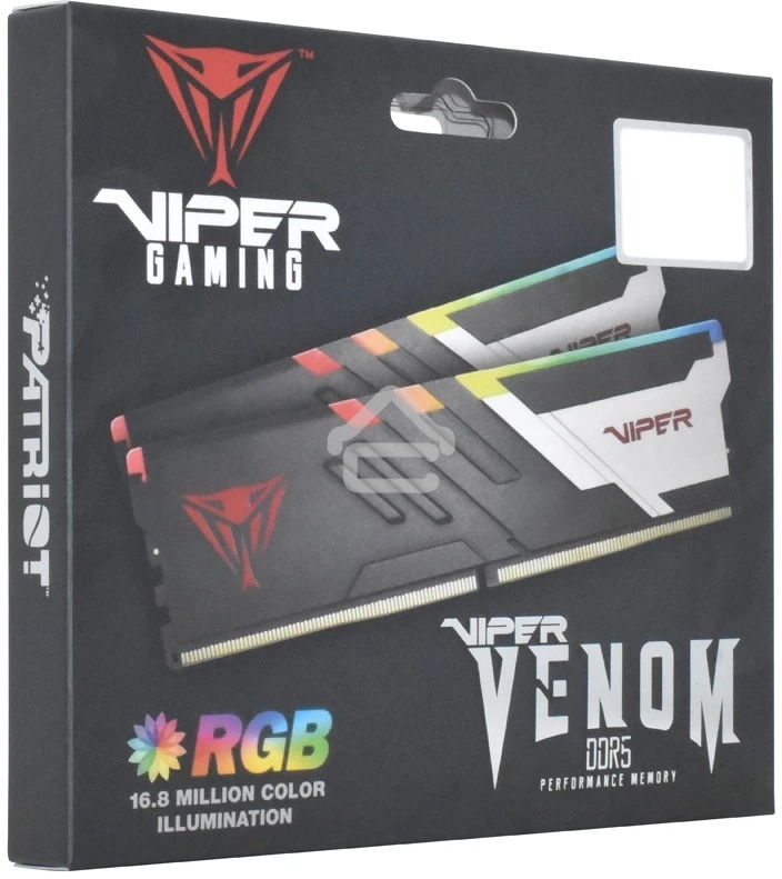Оперативная память Patriot Viper Venom, DDR5, 48Gb (2x24 Gb), 6000 MHz, CL30, DIMM, радиатор, RGb, черный