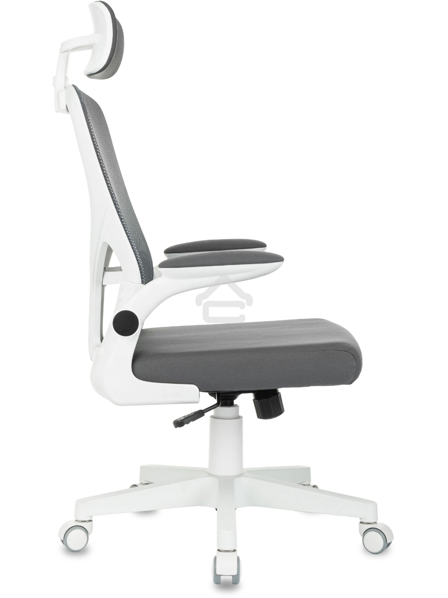 Кресло компьютерное Бюрократ ASTER NH-W TW-04 Neo Grey темно-серый, сетка/ткань, с подголов. крестов. пластик, пластик белый