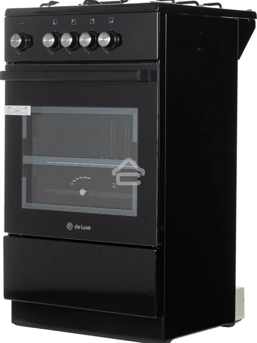 Плита газовая De Luxe 5040.48Г (Щ)-011 черный, конфорок 4 шт, духовка 46 л, 50 см x 85 см x 50 см