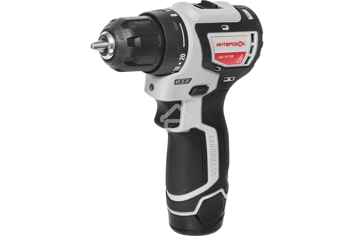 Дрель-шуруповерт аккумуляторная ИНТЕРСКОЛ ДА-10/12В МиниМАКС, 12 В, без АКБ, аккумуляторная