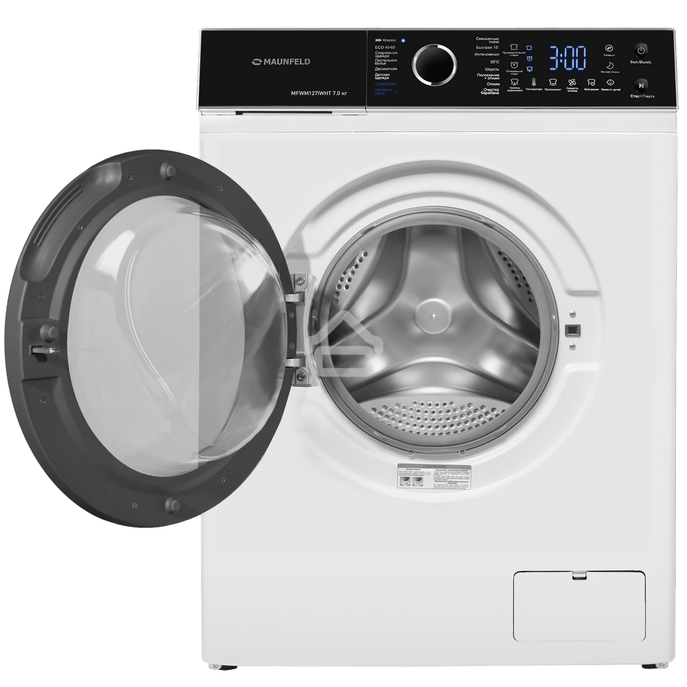Стиральная машина c инвертором и паром Maunfeld MFWM127IWHT белый, загрузка фронтальная 7 кг, 1200 об/мин, класс: A+++