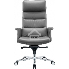 Кресло руководителя Cactus CS-LGR-DUBLIN темно-серый, сиденье темно-серый, кожа, крестов. алюминий