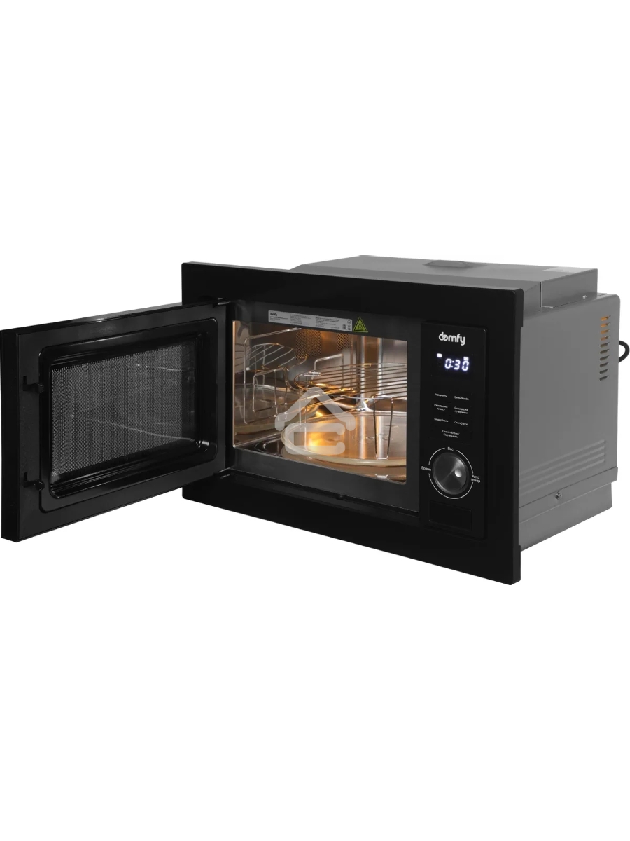 Микроволновая печь встраиваемая Domfy DM2540BW BG черный, 25 л, 900 Вт,  переключатели - поворотный механизм/кнопки