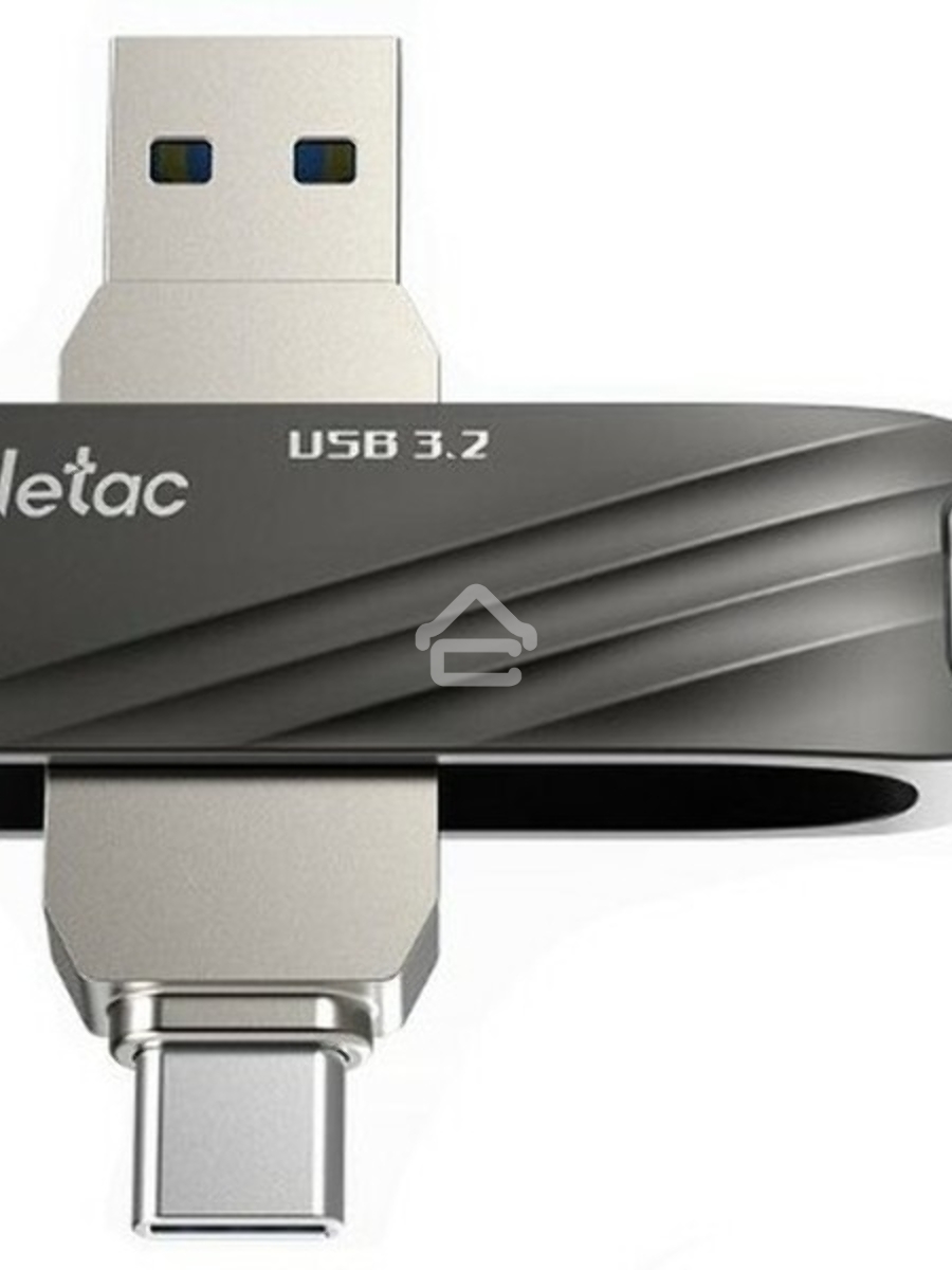Флеш диск Netac US11 черный 64Gb USB Type-A + USB Type-C, metal/plastic case