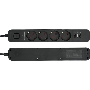 Сетевой фильтр Гарнизон 2.0 Мультипорт EPS-4-U3-B-2, 4 р, 10А, 3xUSB, 2м, ур.защиты 2+, черный, пакет