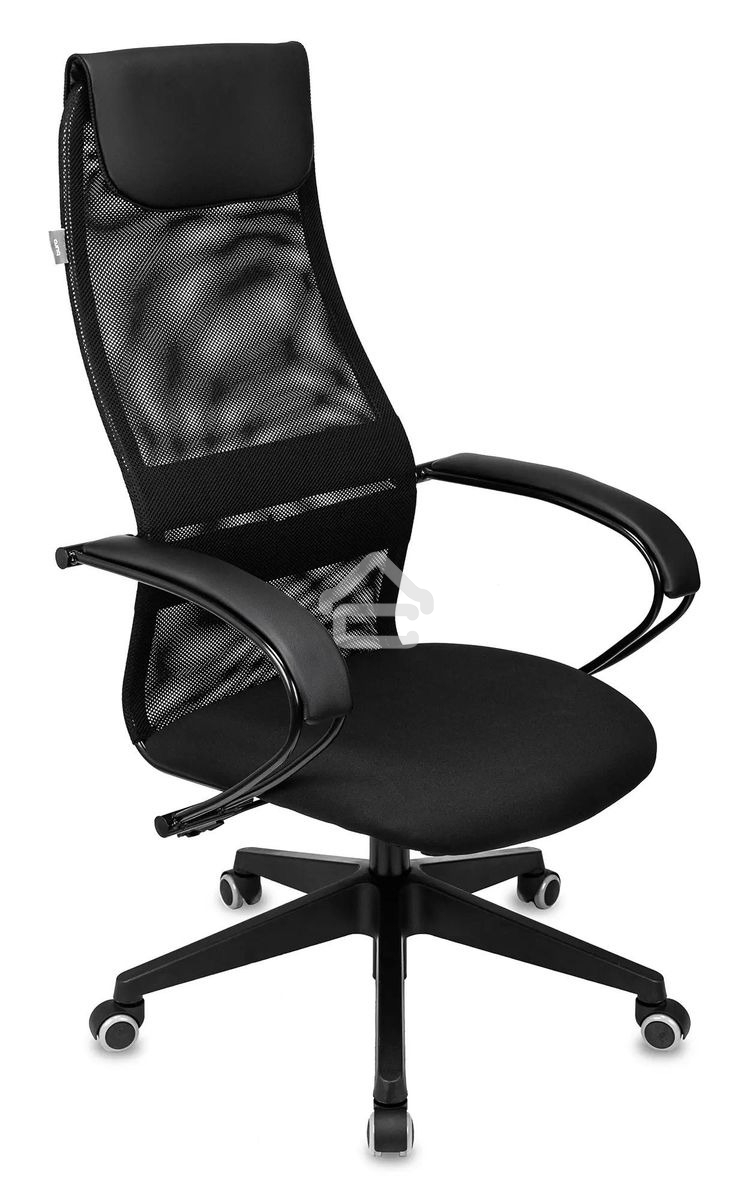 Кресло руководителя Бюрократ CH-607BS черный, сетка/ткань, крестов. металл хром