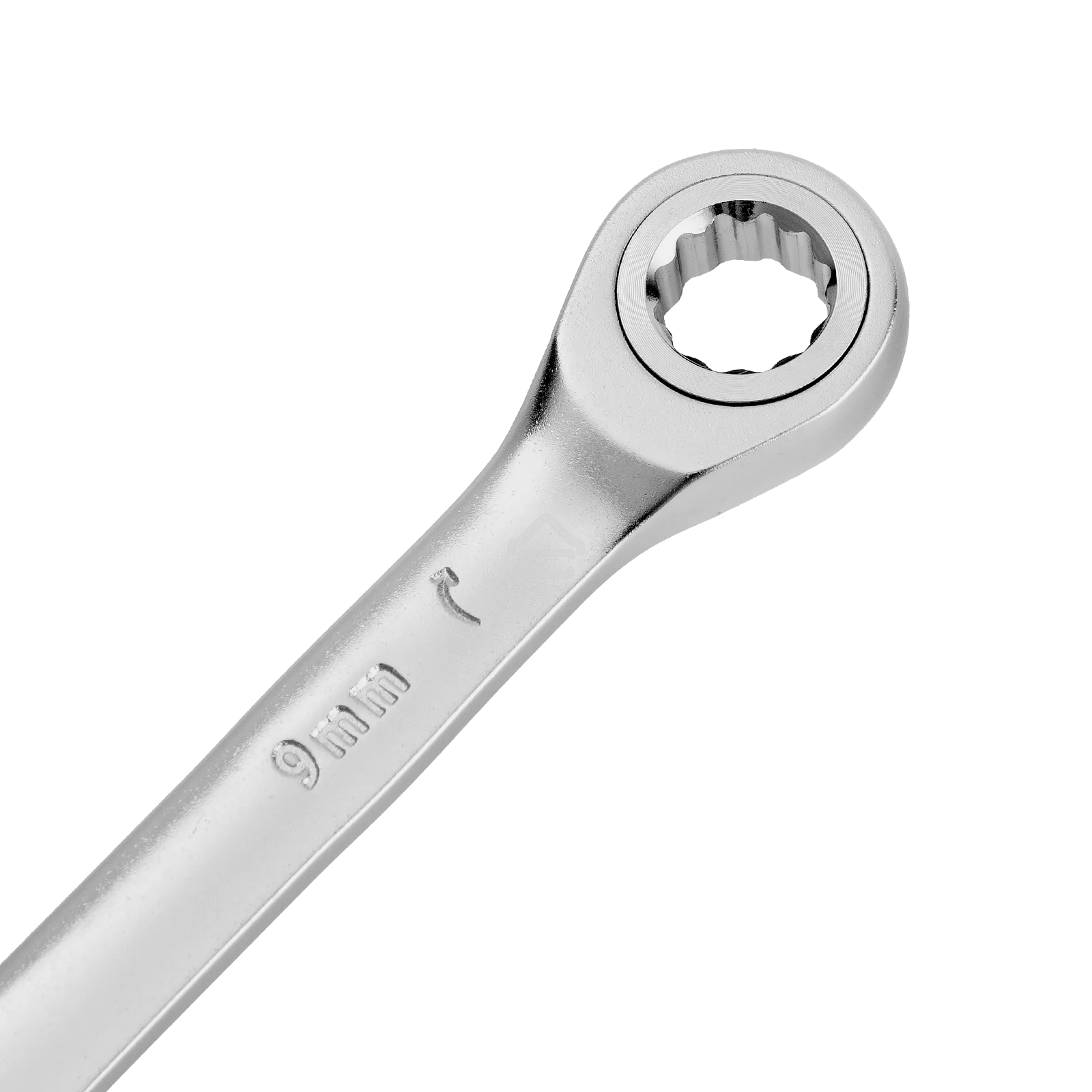 Ключ комбинированный трещоточный Denzel 14703 9 мм, CrV, матовый хром