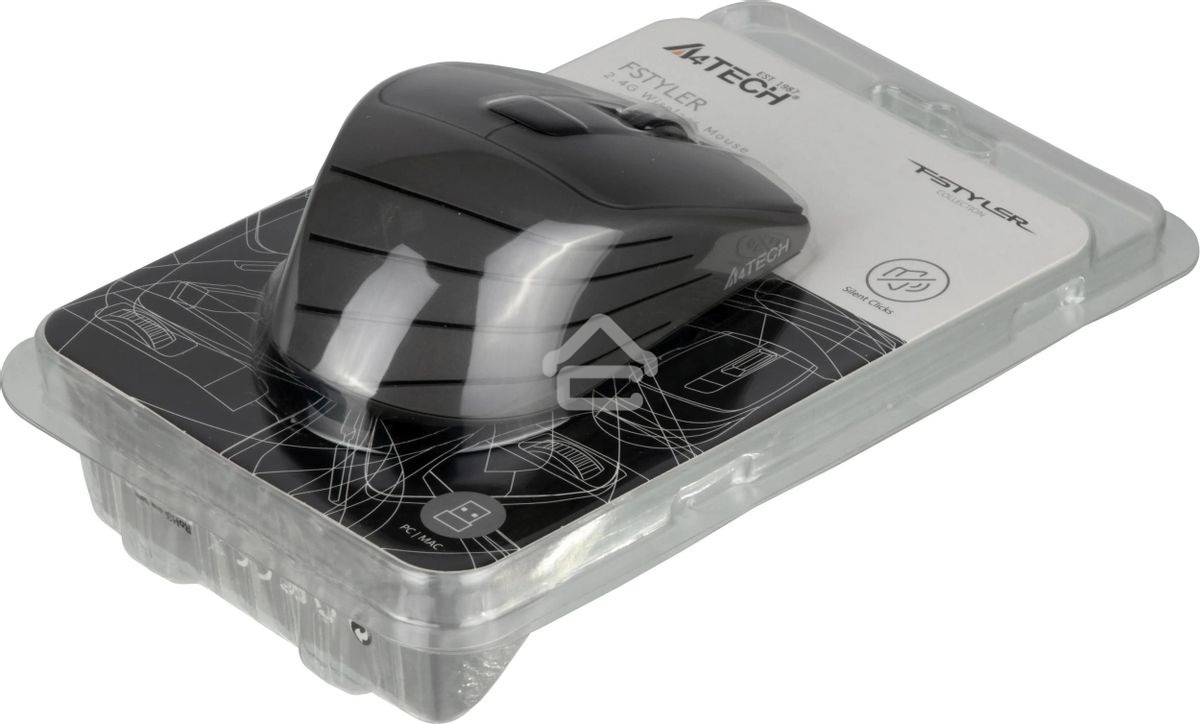 Мышь беспроводная A4Tech Fstyler FG30S серый, 2000 dpi, радиоканал, USB, кнопки - 6