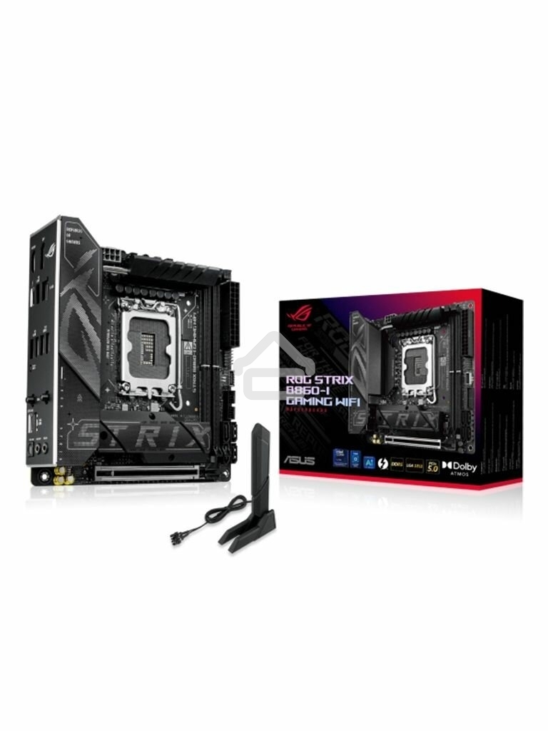 Материнская плата ASUS ROG STRIX B860-I GAMING WIFI, LGA1851, Intel B860, 2xDDR5, 4xSATA, 2xM.2, 1xPCIe 5.0 x16, 1xDP, 1xHDMI, 1xThunderbolt 4, 1x2.5Gb LAN, Wi-Fi 7, 2xUSB 2.0, 3xUSB 3.2 Gen 1, 1xUSB 3.2 Gen 2, 1xUSB 3.2 Gen 2x2, 1xUSB-C, 1xS/PDIF, 2x3.5 