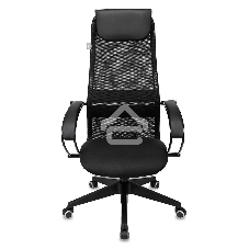 Кресло руководителя Бюрократ CH-607BS черный, сетка/ткань, крестов. металл хром