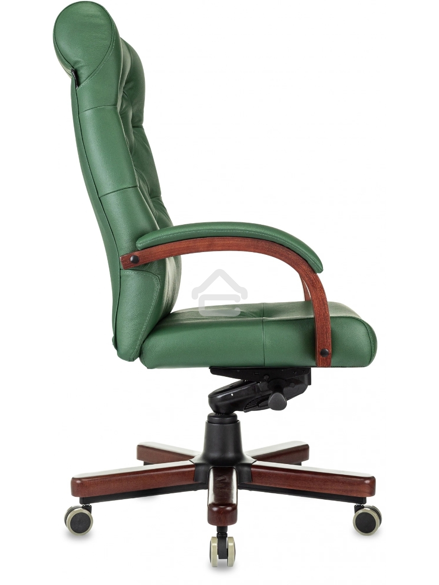 Кресло руководителя Бюрократ T-9928Walnut зеленый, кожа, крестов. металл/дерево