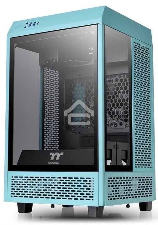 Компьютерный корпус Thermaltake The Tower 100 Turquoise черный без БП miniITX 1x120мм 3x140мм 2xUSB 3.0 audio bott PSU