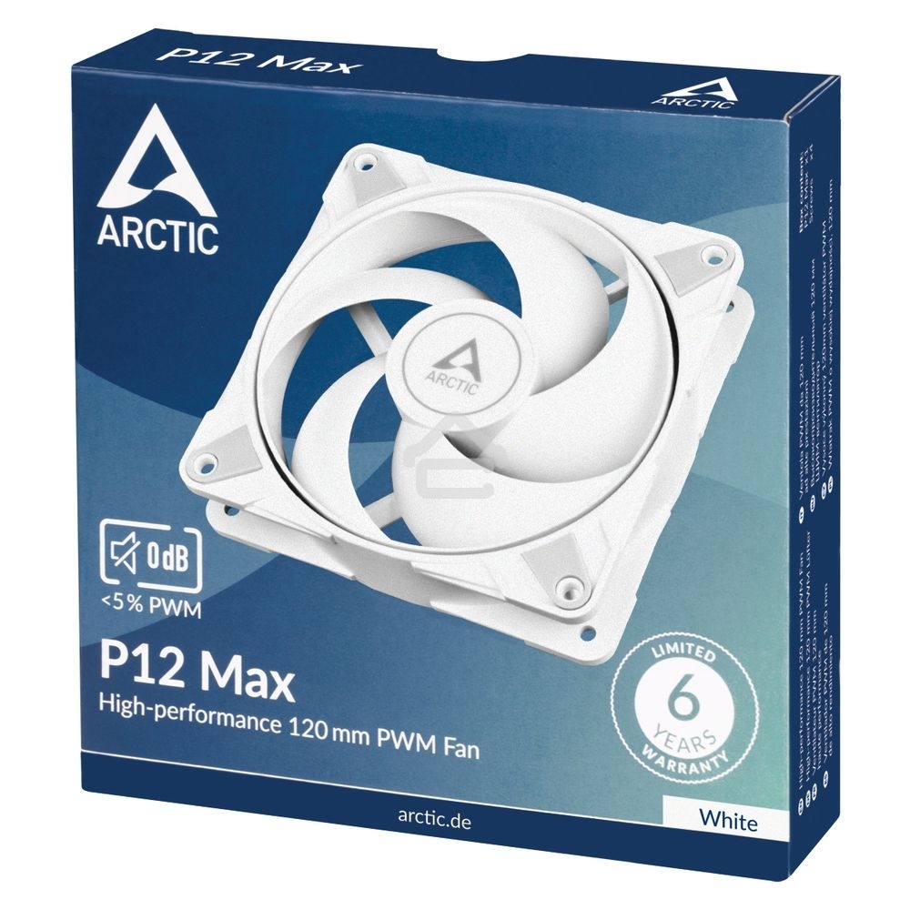 Вентилятор для корпуса Arctic P12 Max белый, 120 мм, 3300 об/мин, 25.3 дБ, 4 pin