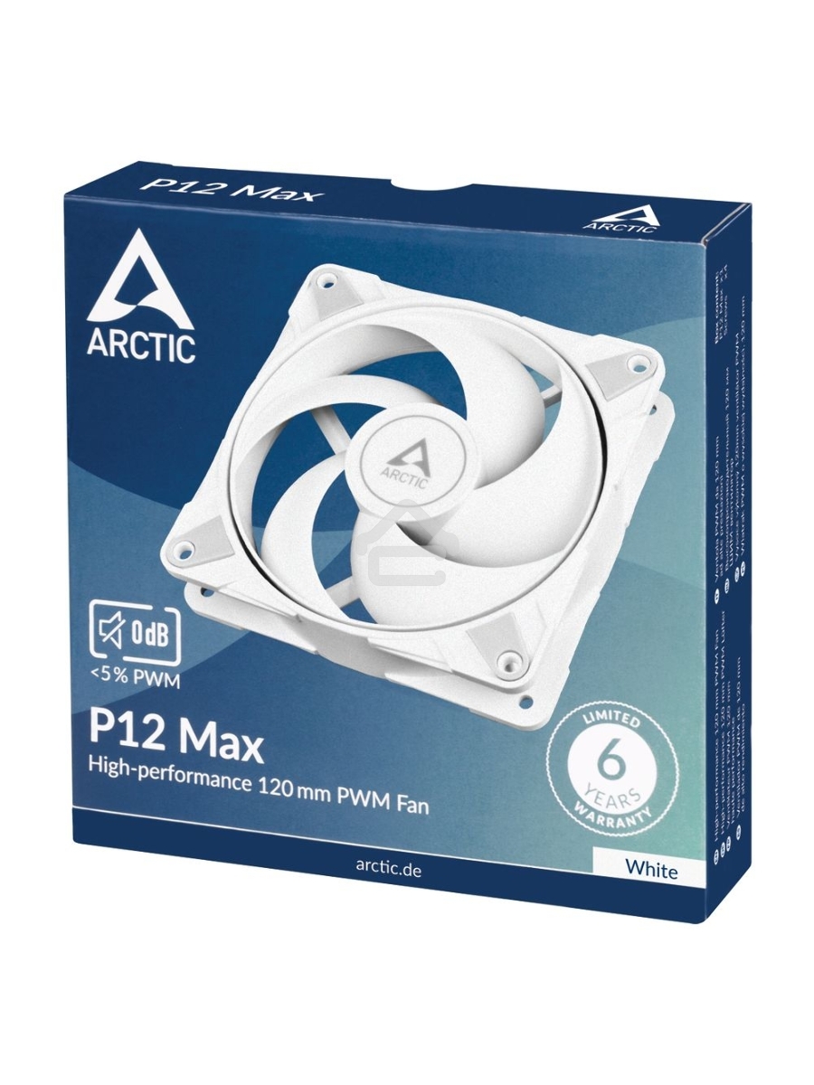 Вентилятор для корпуса Arctic P12 Max белый, 120 мм, 3300 об/мин, 25.3 дБ, 4 pin
