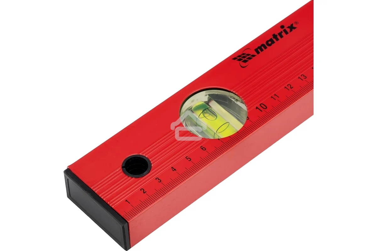 Уровень Matrix алюминиевый, 400 мм, 3 глазка, красный, линейка