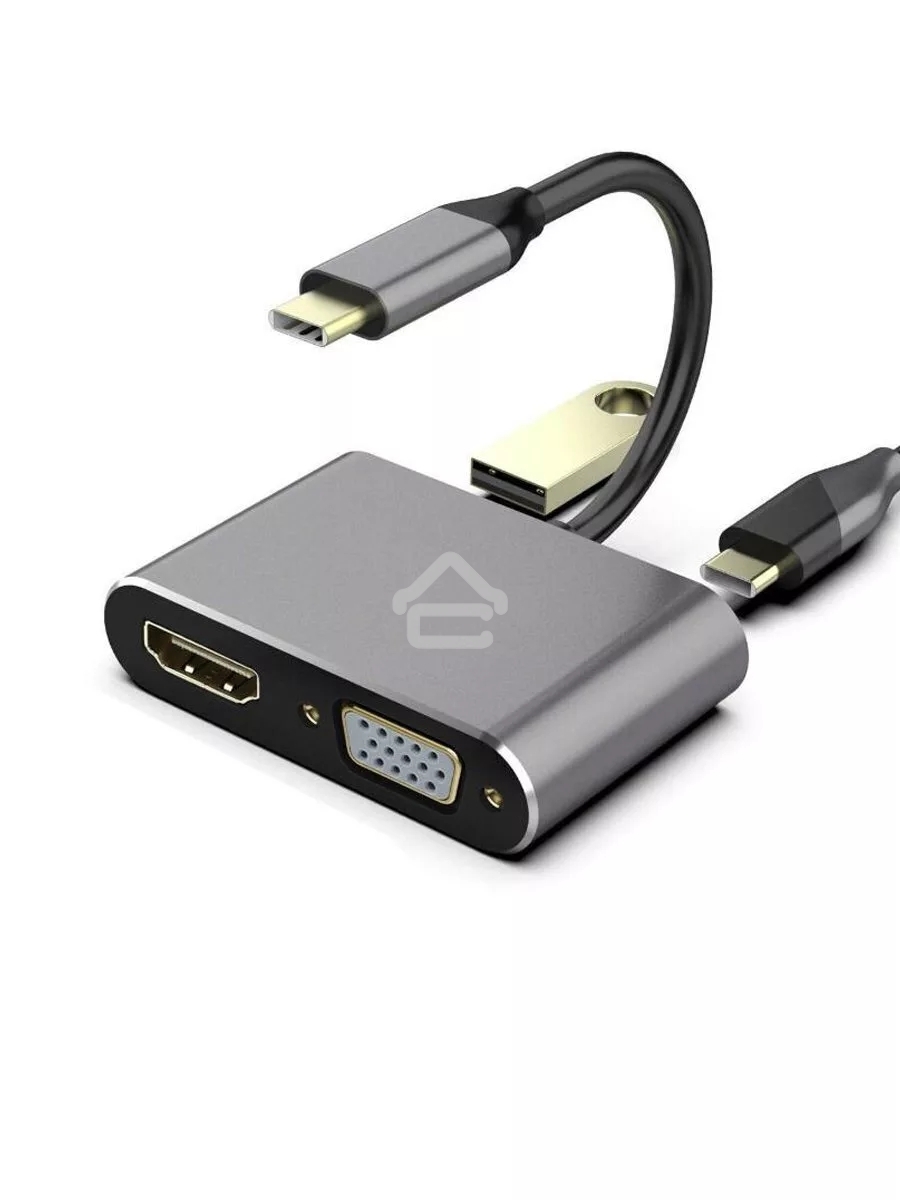 Кабель-концентратор USB3.1 TypeCm -->HDMI+USB3.0+PD+VGA Alum Grey 4K@30Hz, Telecom<TUC055>