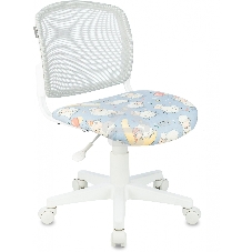 Кресло детское Бюрократ CH-W296NX TW-02 светло-серый овечки, сетка/ткань, крестов. пластик, пластик белый