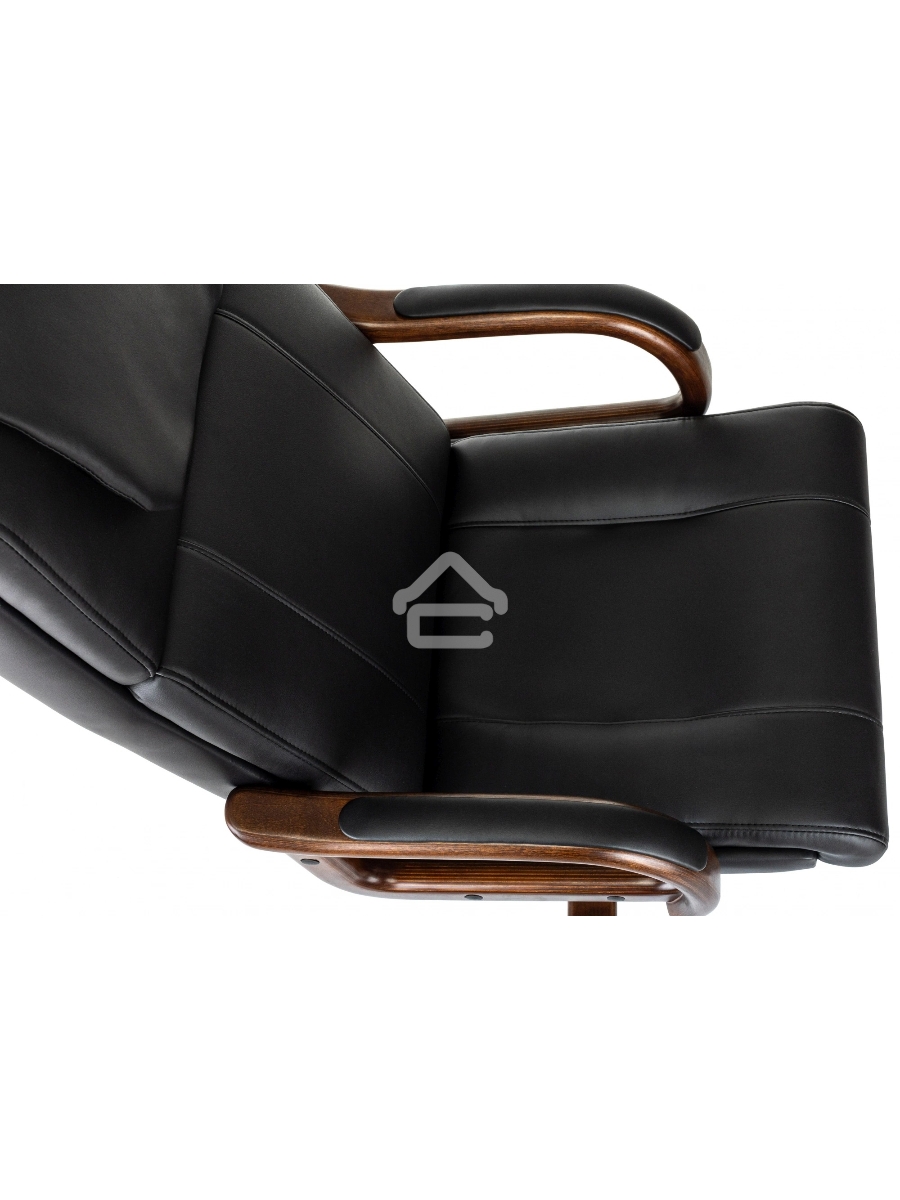 Кресло руководителя Бюрократ T-9933Walnut черный, эко.кожа, крестов. металл/дерево
