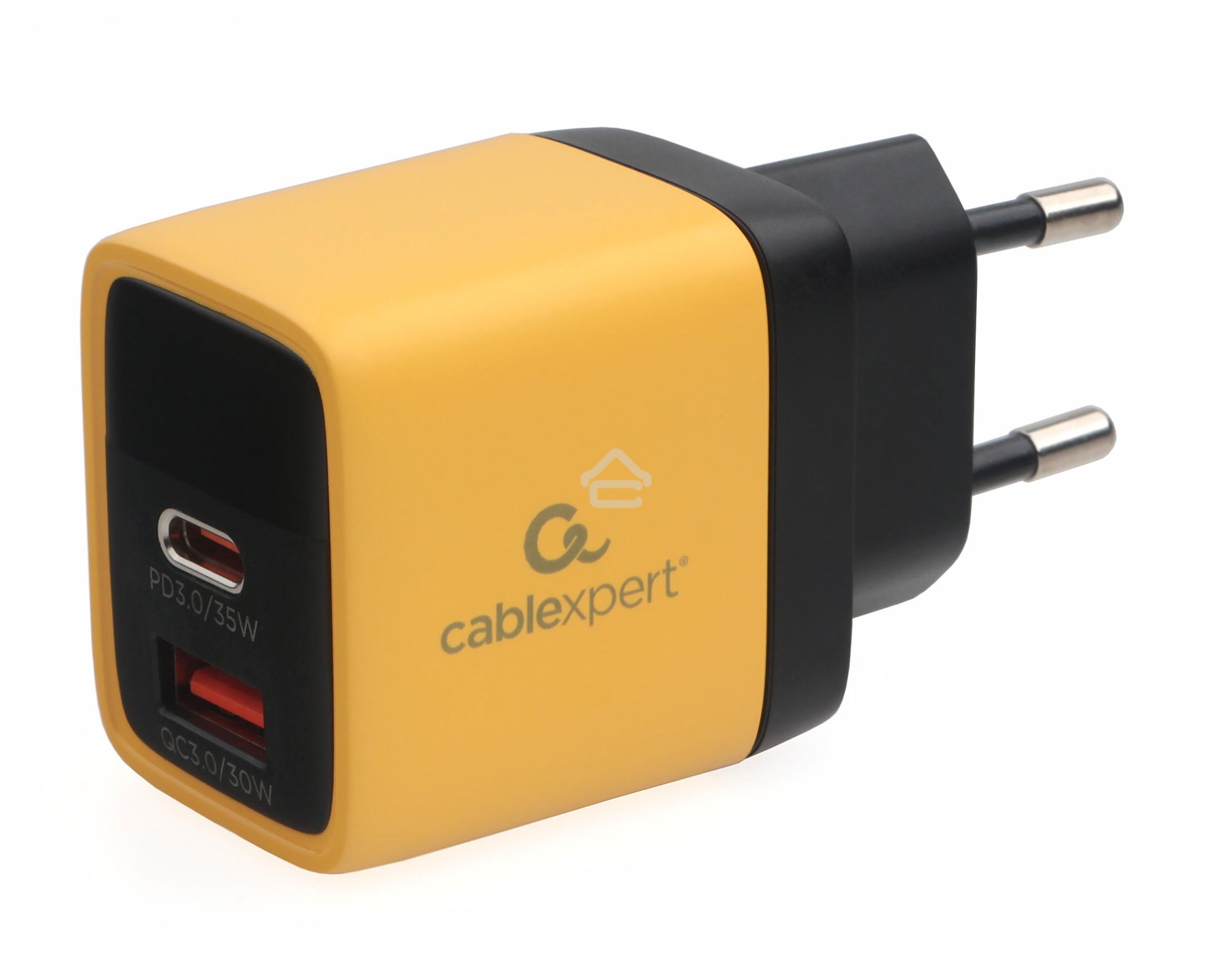 Зарядное устройство с дисплеем Cablexpert MP3A-PC-53, 35Вт GaN, QC3.0/PD3.0, 1хUSB, 1хType-C, желтый, коробка