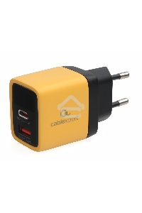 Зарядное устройство с дисплеем Cablexpert MP3A-PC-53, 35Вт GaN, QC3.0/PD3.0, 1хUSB, 1хType-C, желтый, коробка