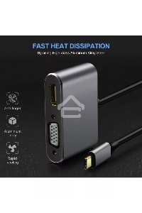 Кабель-концентратор USB3.1 TypeCm -->HDMI+USB3.0+PD+VGA Alum Grey 4K@30Hz, Telecom<TUC055>