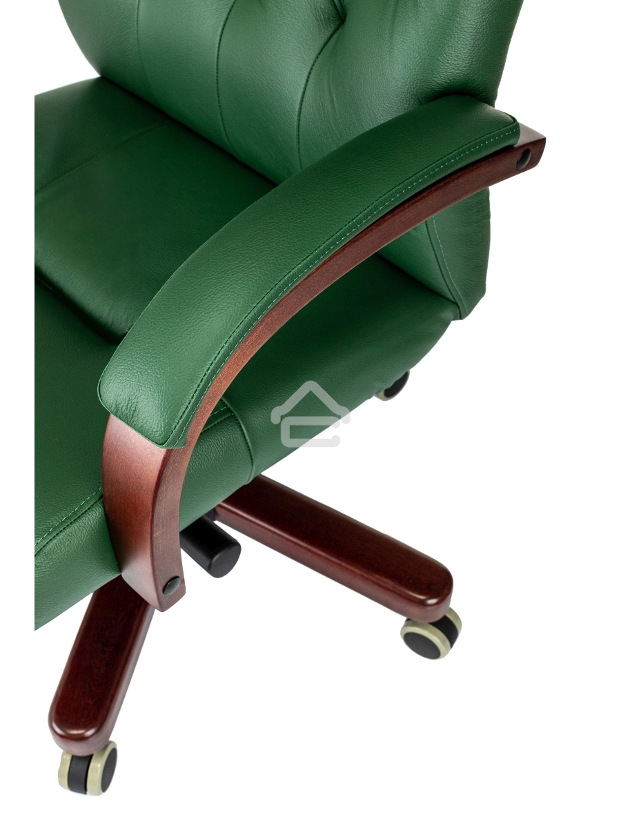 Кресло руководителя Бюрократ T-9928Walnut зеленый, кожа, крестов. металл/дерево