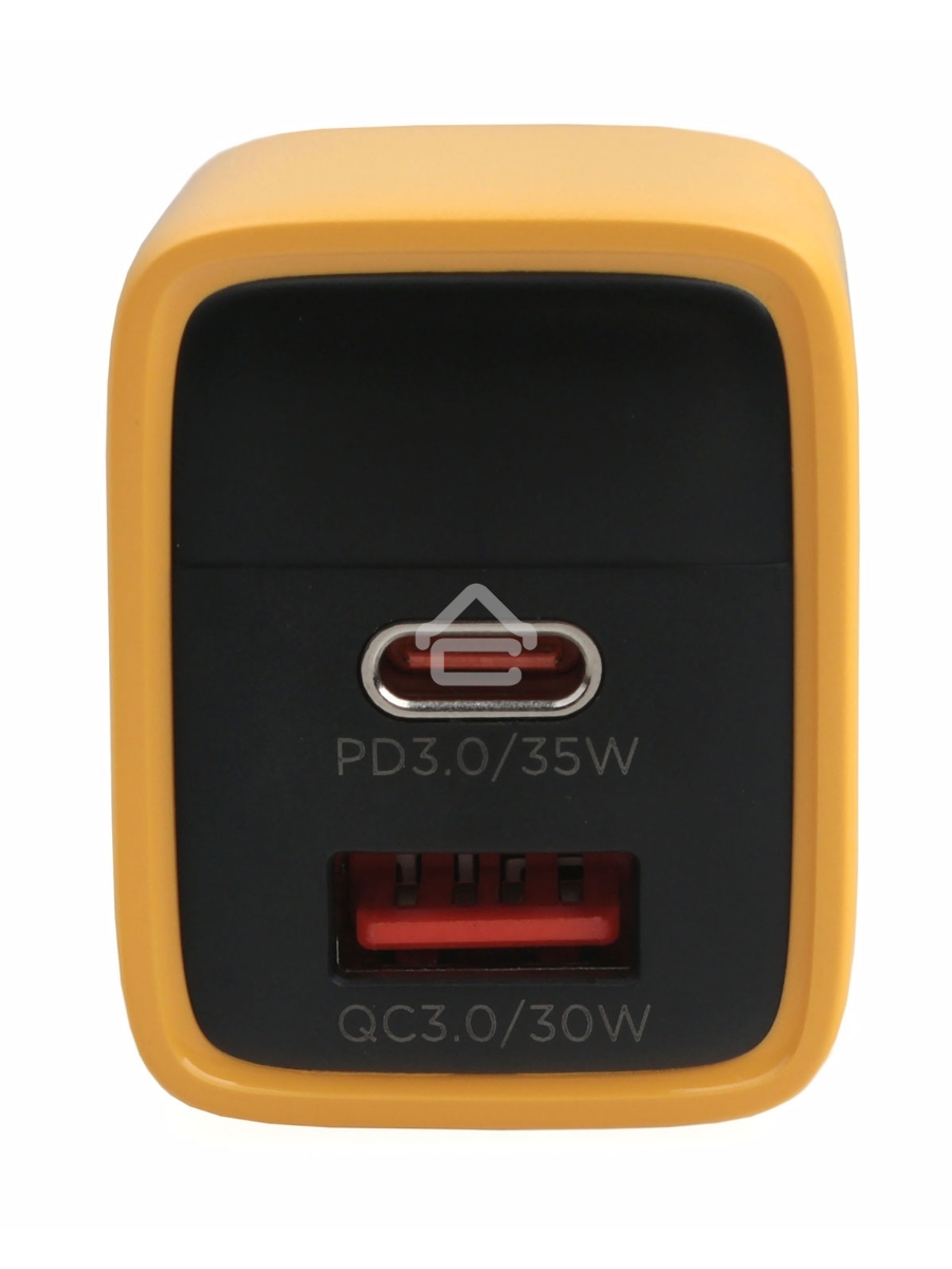 Зарядное устройство с дисплеем Cablexpert MP3A-PC-53, 35Вт GaN, QC3.0/PD3.0, 1хUSB, 1хType-C, желтый, коробка