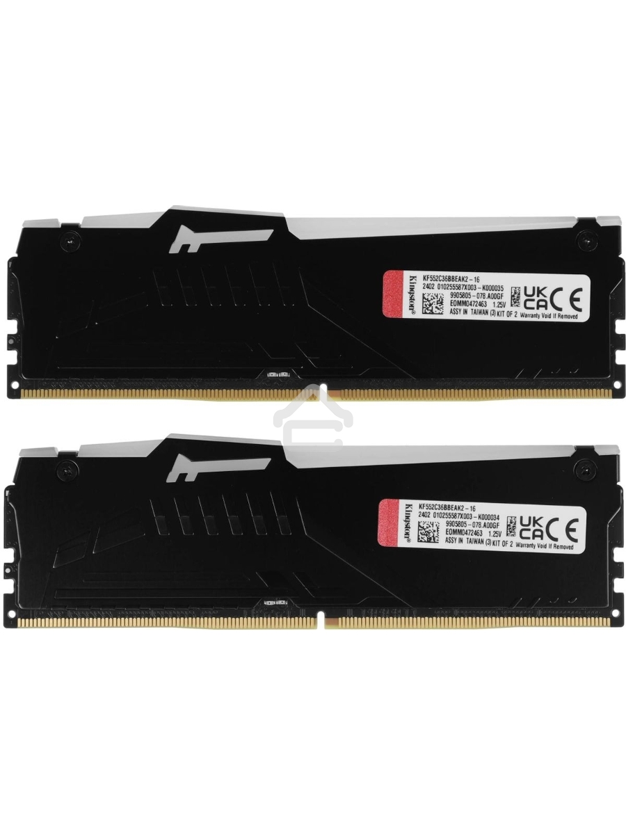 Оперативная память Kingston Fury Beast Expo, DDR5, 16GB (2x8GB), 5200MHz, CL36, DIMM, с радиаторами, RGB, черный