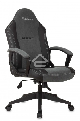 Кресло игровое Бюрократ Zombie Hero серый текстиль/эко.кожа крестов. пластик