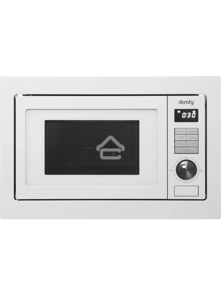 Микроволновая печь встраиваемая Domfy DM2540BW WG белый, 25 л, 900 Вт, переключатели - кнопки/поворотный мехинизм
