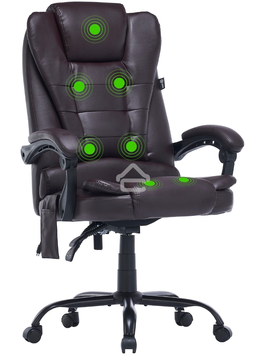Кресло компьютерное Cactus CS-CHR-OC03M-BR темно-коричневый, эко.кожа, с подголовником