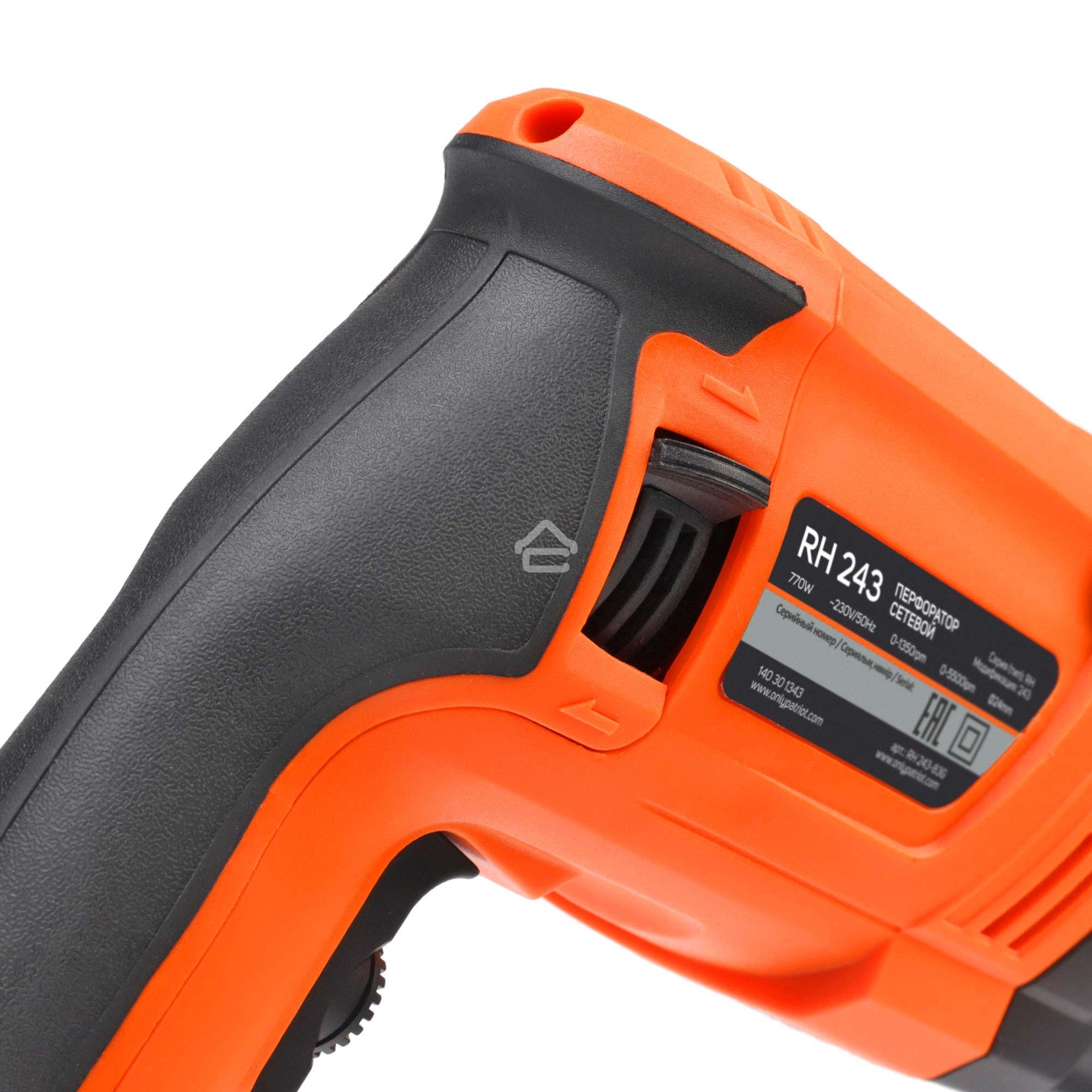 Перфоратор Patriot RH 243, SDS+, мощность 770 Вт, 2.6 Дж, 3 режима работы, макс.диаметр 24мм, глубиномер, кейс